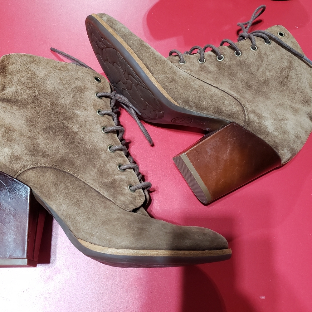 Kork Ease Women's Size 10 Brown Suede Heeled Laced Booties - Picture 9 of 11